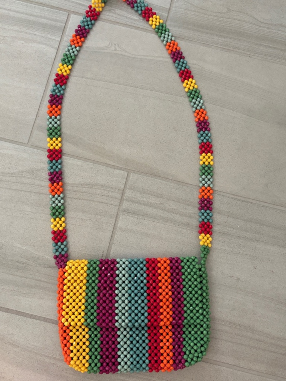 Cynthia Rowley Rainbow Beaded Clutch with Teal Accents